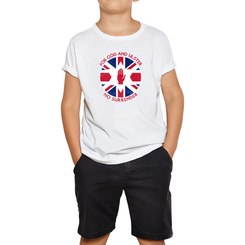 For God And Ulster No Surrender Battle Of The Boyne T-Shirt 12th July Victory Of King William III British Royal Family Kids Tee