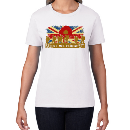 Lest We Forget Poppy Flower Anzac Day British Armed Forces T Shirt