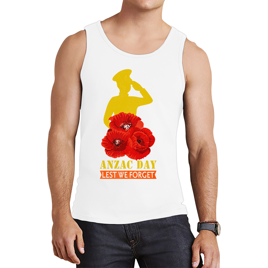 Anzac Day Lest We Forget Poppy Flowers British Veteran Tank Top