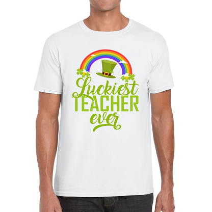 Luckiest Teacher Ever St. Patrick Day Irish Teacher Shamrock Festive St. Paddys Teacher Mens Tee Top