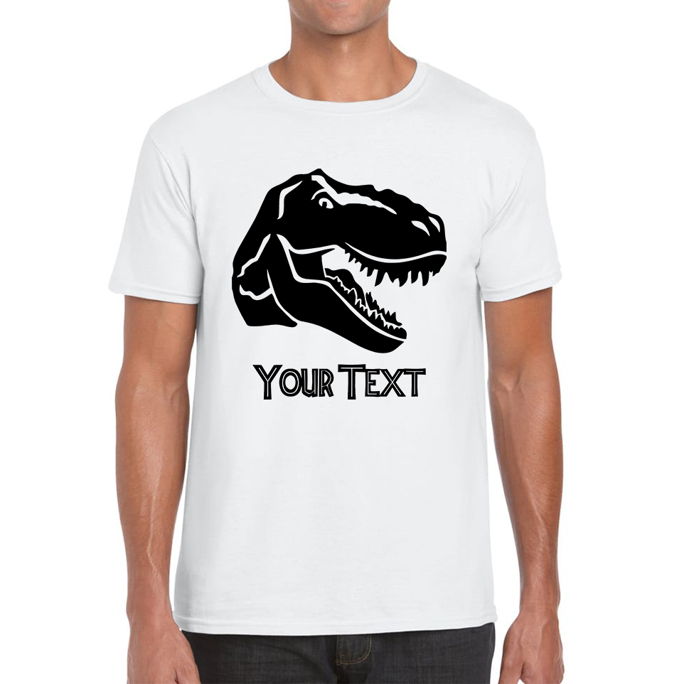 Personalised Dinosaur T-Rex Roaring Face Your Text Tyrannosaurus Rex Dino Mens Tee Top