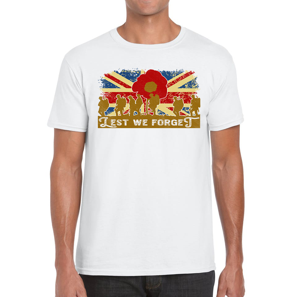 Lest We Forget Poppy Flower Anzac Day British Armed Forces T Shirt