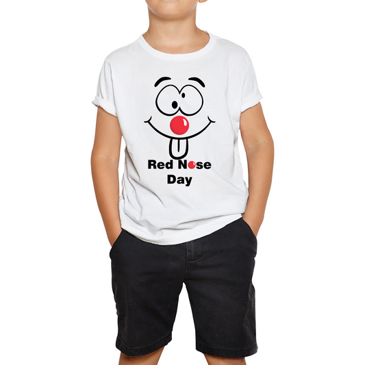 Funny Emoji Face Red Nose Day Kids T Shirt. 50% Goes To Charity