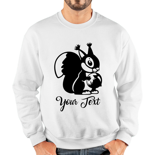 Personalised Cartoon Squirrel Holding Acorn Your Name Cute Squirrel Animal Unisex Sweatshirt