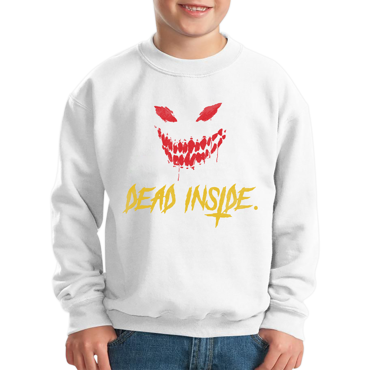 Dead Inside Scary and Horror Face Scary Skull Face Kids Jumper