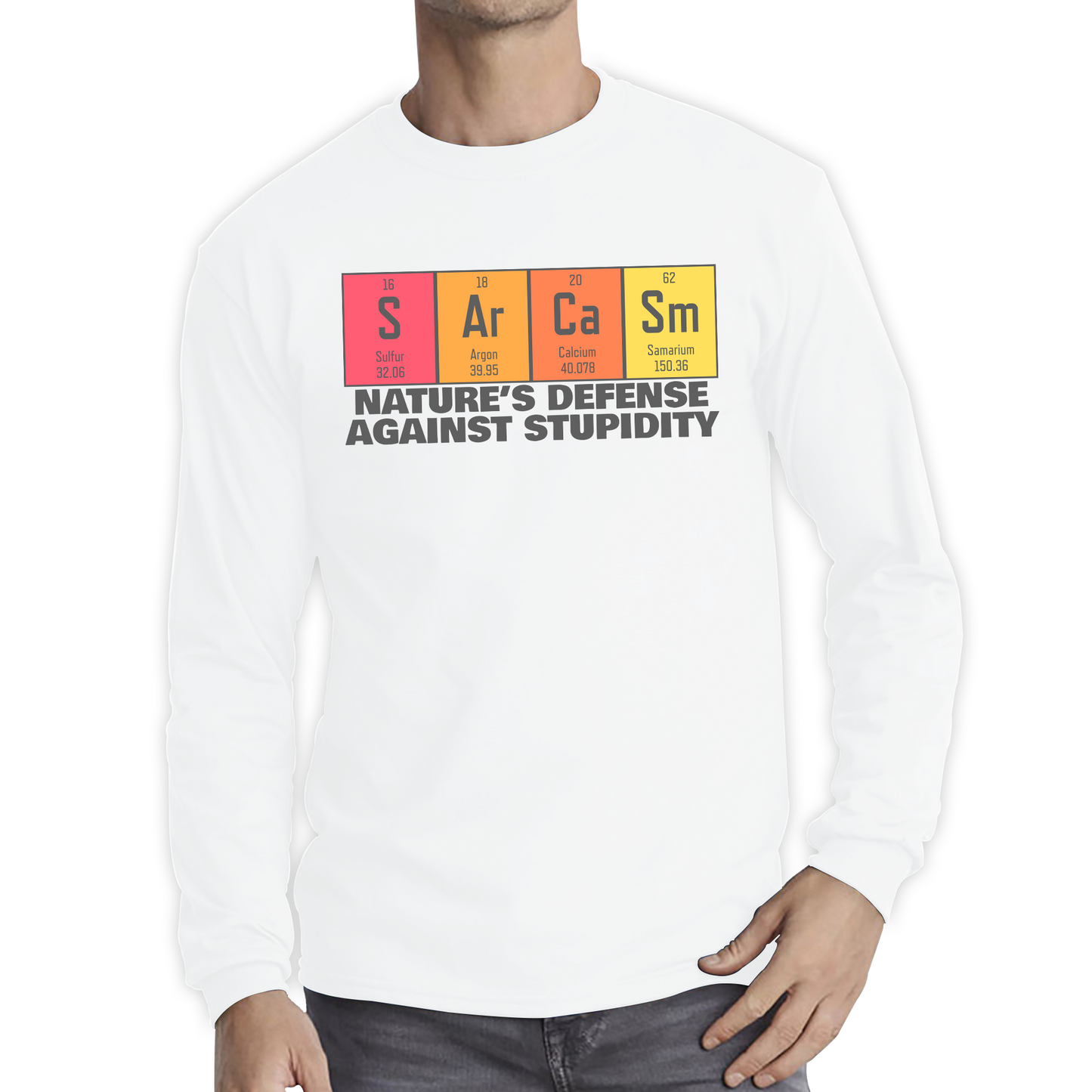 Nature's Defense Against Stupidity Sarcasm Elements Blocks Long Sleeve T Shirt