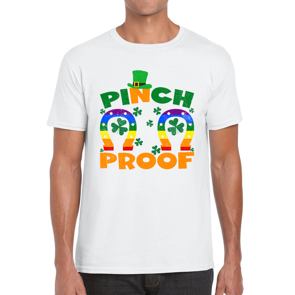 Pinch Proof LGBT Horseshoe St. Patrick's Day Shamrock Gay Pride Irish Pinch St Pattys Day Irish Festive Mens Tee Top