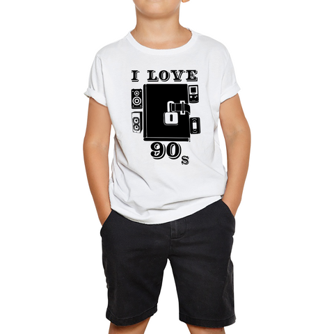 I Love 90s T-Shirt Vintage 90s Dairy Old Music Lovers Funny Kids Tee