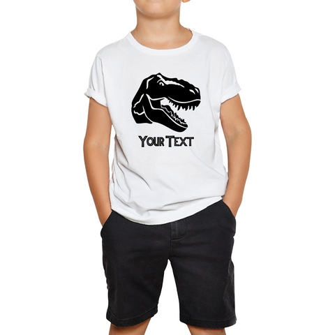 Personalised Dinosaur T-Rex Roaring Face Your Text Tyrannosaurus Rex Dino Kids Tee