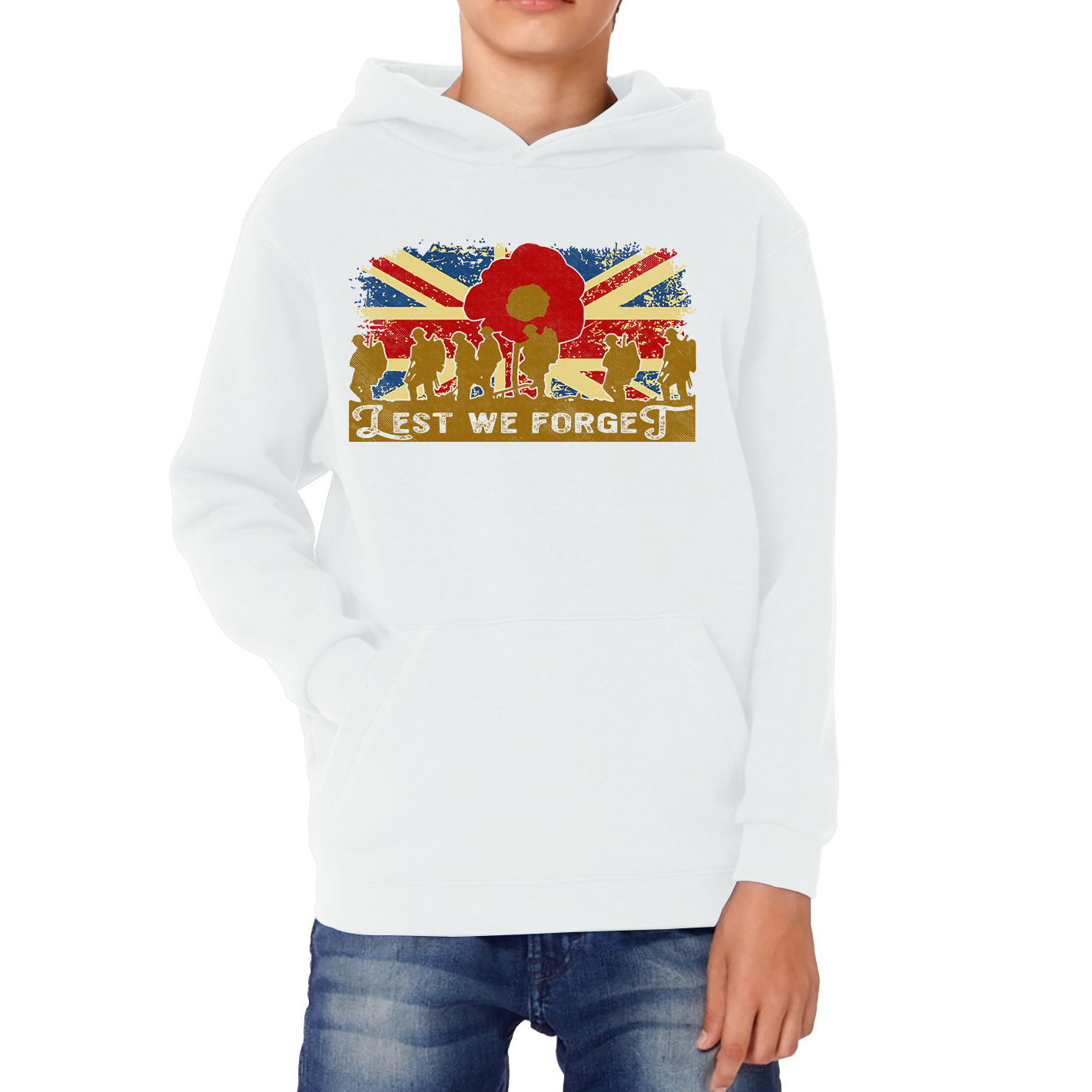 Lest We Forget Poppy Flower Anzac Day British Armed Forces Hoodie