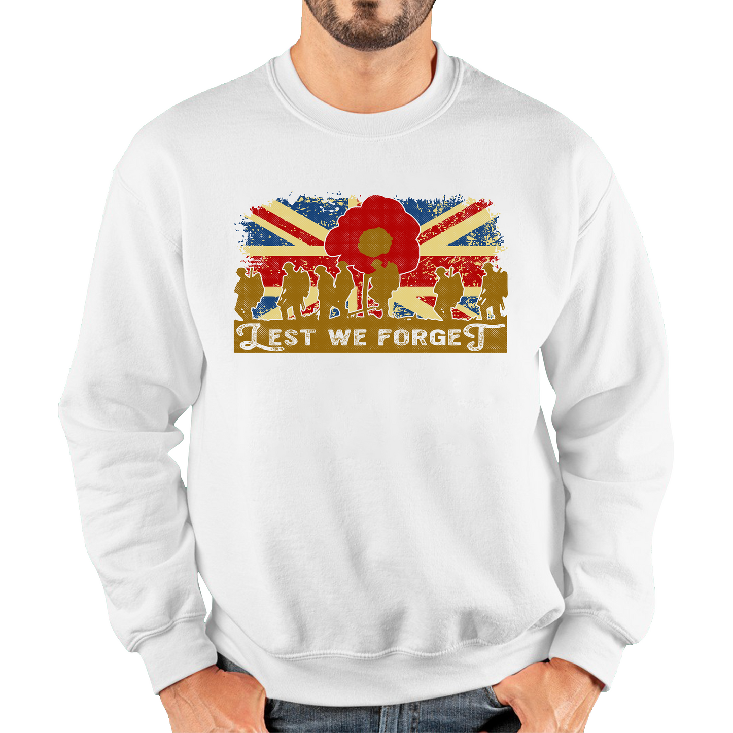 Lest We Forget Poppy Flower Anzac Day British Armed Forces Sweatshirt