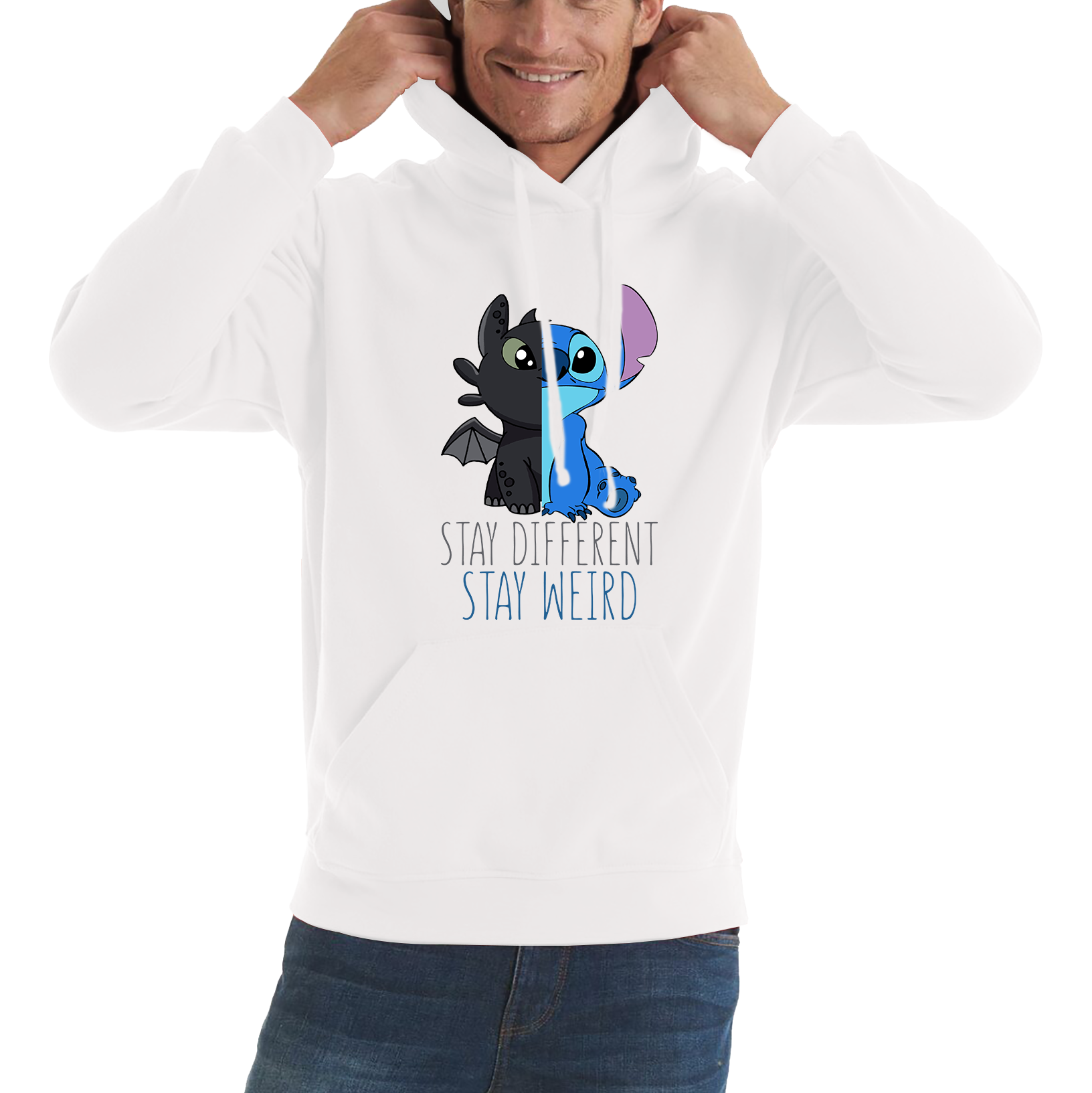 Disney Stitch and Toothless Stay different Stay Weird Hoodie