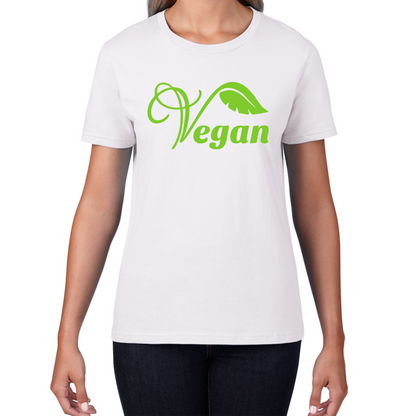 Vegan Logo Green V Leaf T Shirt