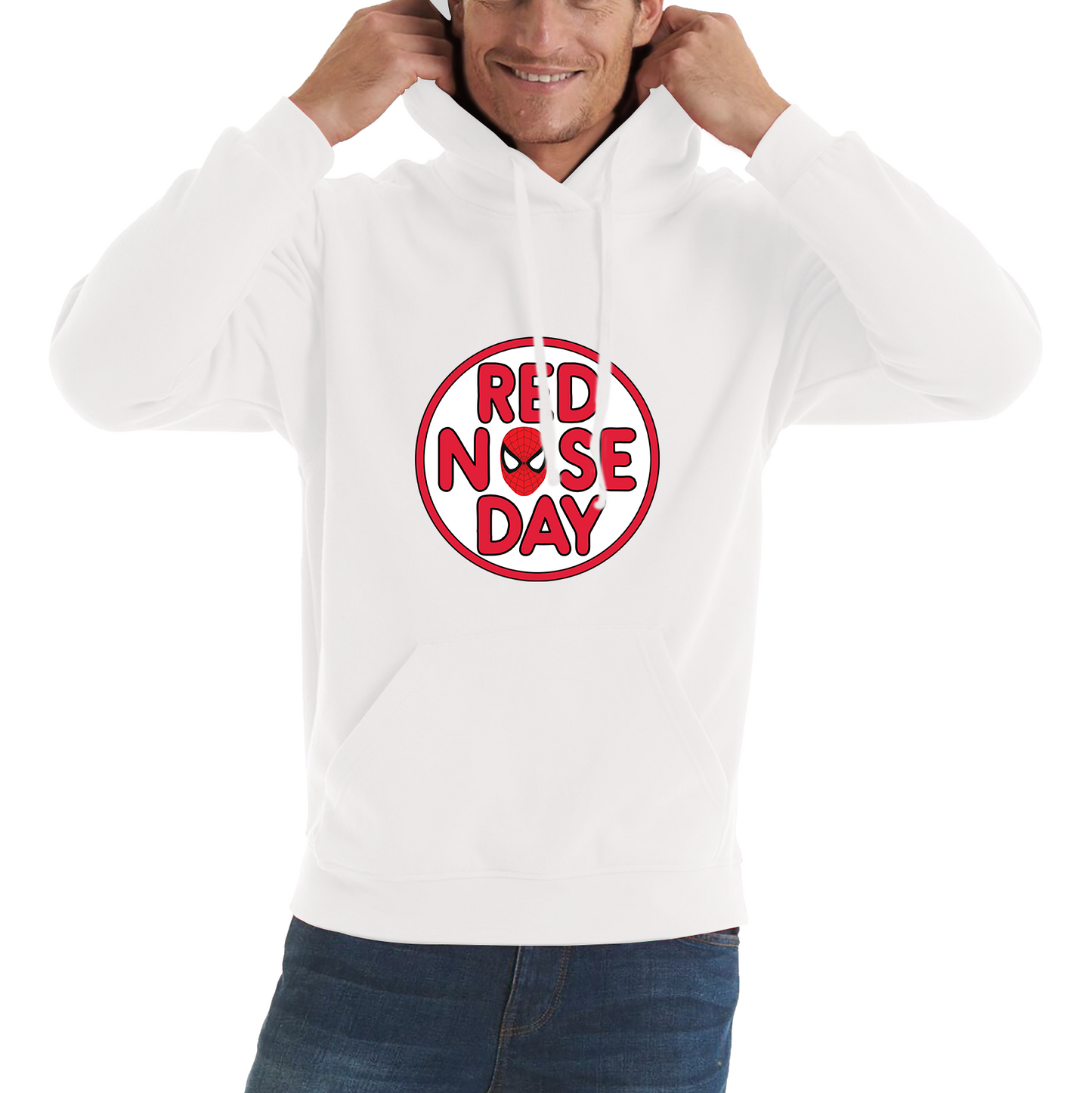 Spiderman Face Red Nose Day Hoodie