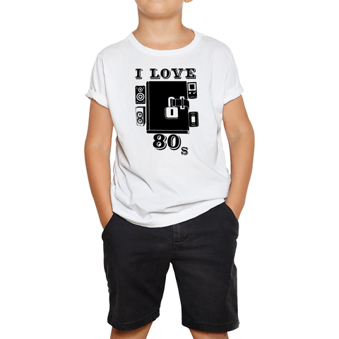 I Love 80s T-Shirt Vintage 80s Dairy Old Music Lovers Funny Kids Tee
