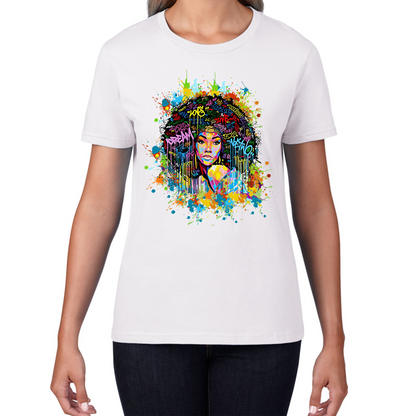 Modern Art Explosive Afro Hairstyle African Women Ladies T Shirt