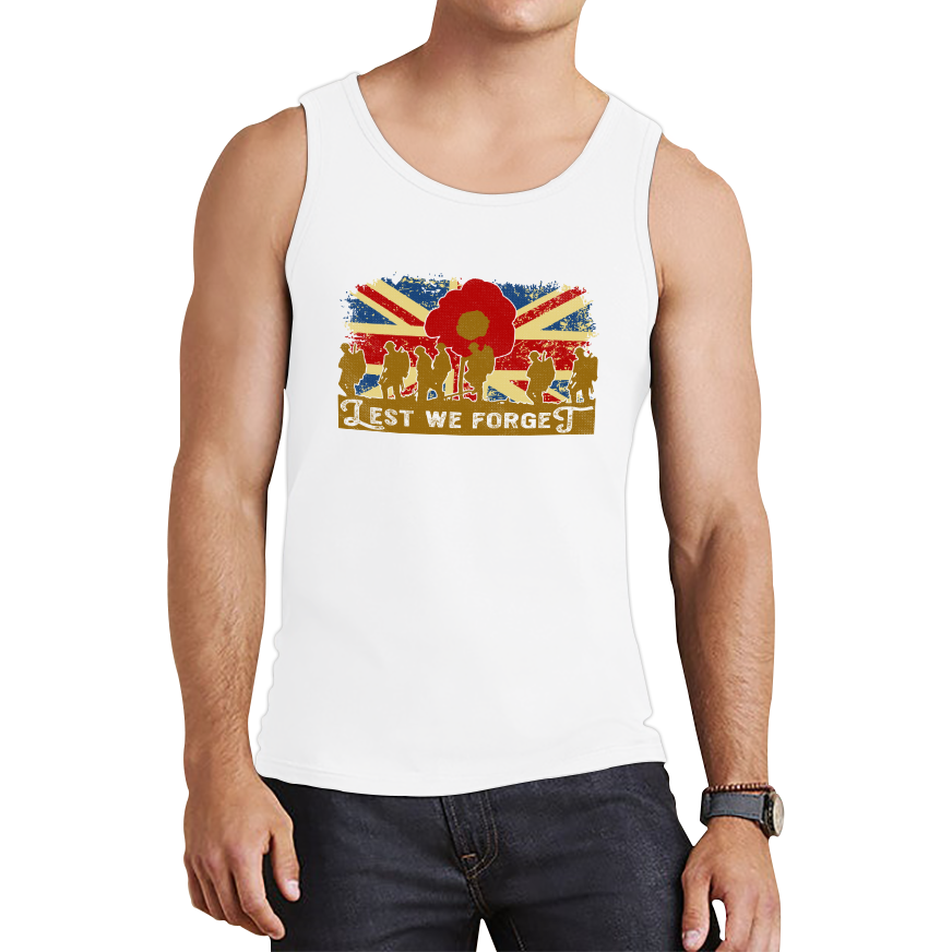 Lest We Forget Poppy Flower Anzac Day British Armed Forces Tank Top