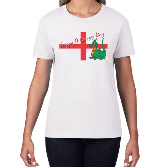 Happy St. George's Day Cute Dragon England Flag T Shirt