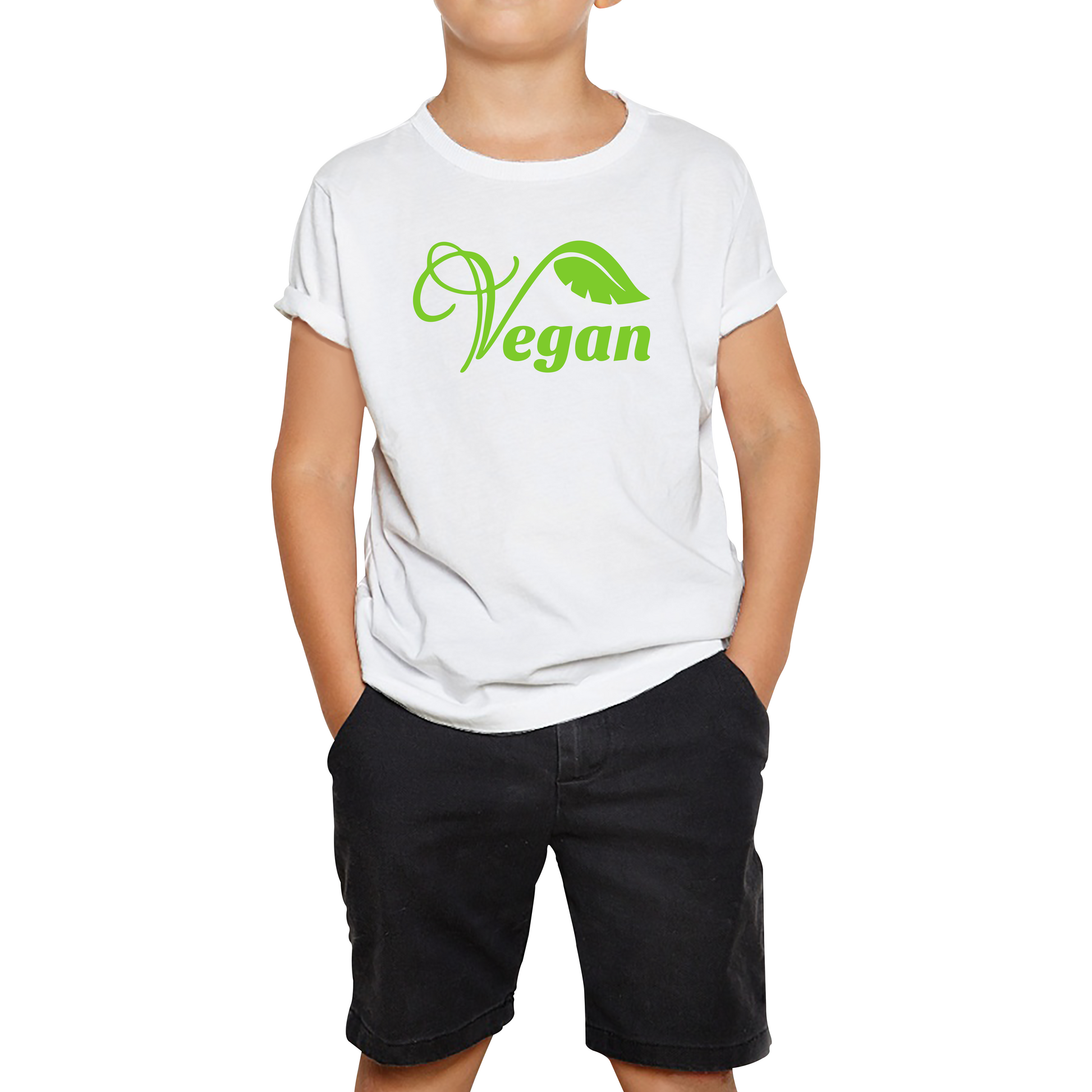 Vegan Logo Green V Leaf T Shirt