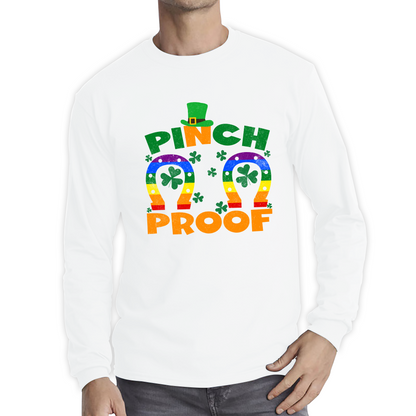 Pinch Proof LGBT Horseshoe St. Patrick's Day Shamrock Gay Pride Irish Pinch St Pattys Day Irish Festive Long Sleeve T Shirt