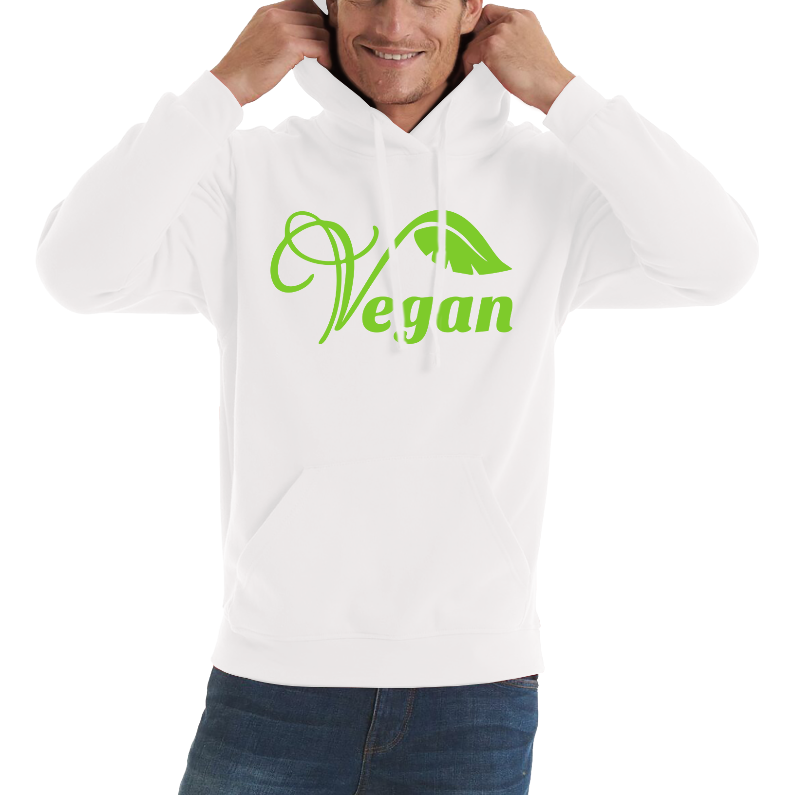 Vegan Logo Green V Leaf Hoodie