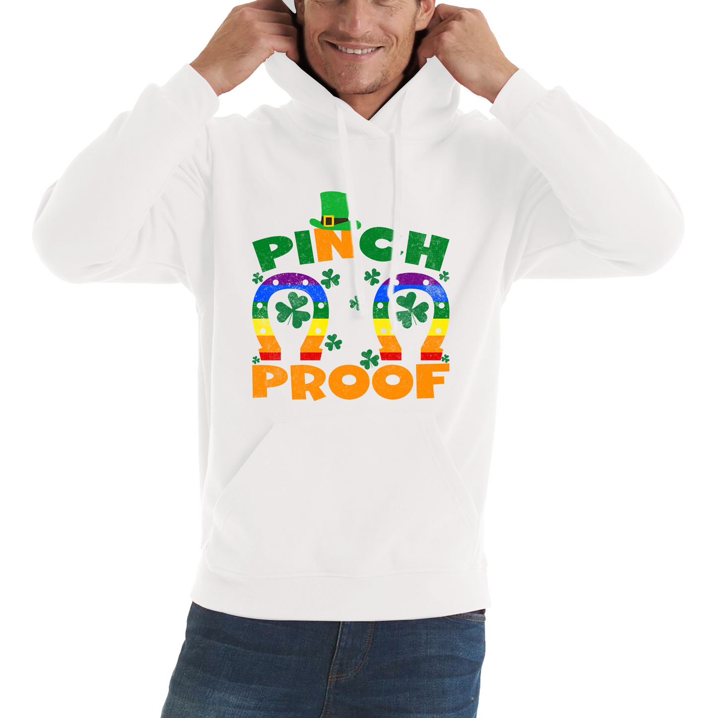 Pinch Proof LGBT Horseshoe St. Patrick's Day Shamrock Gay Pride Irish Pinch St Pattys Day Irish Festive Unisex Hoodie