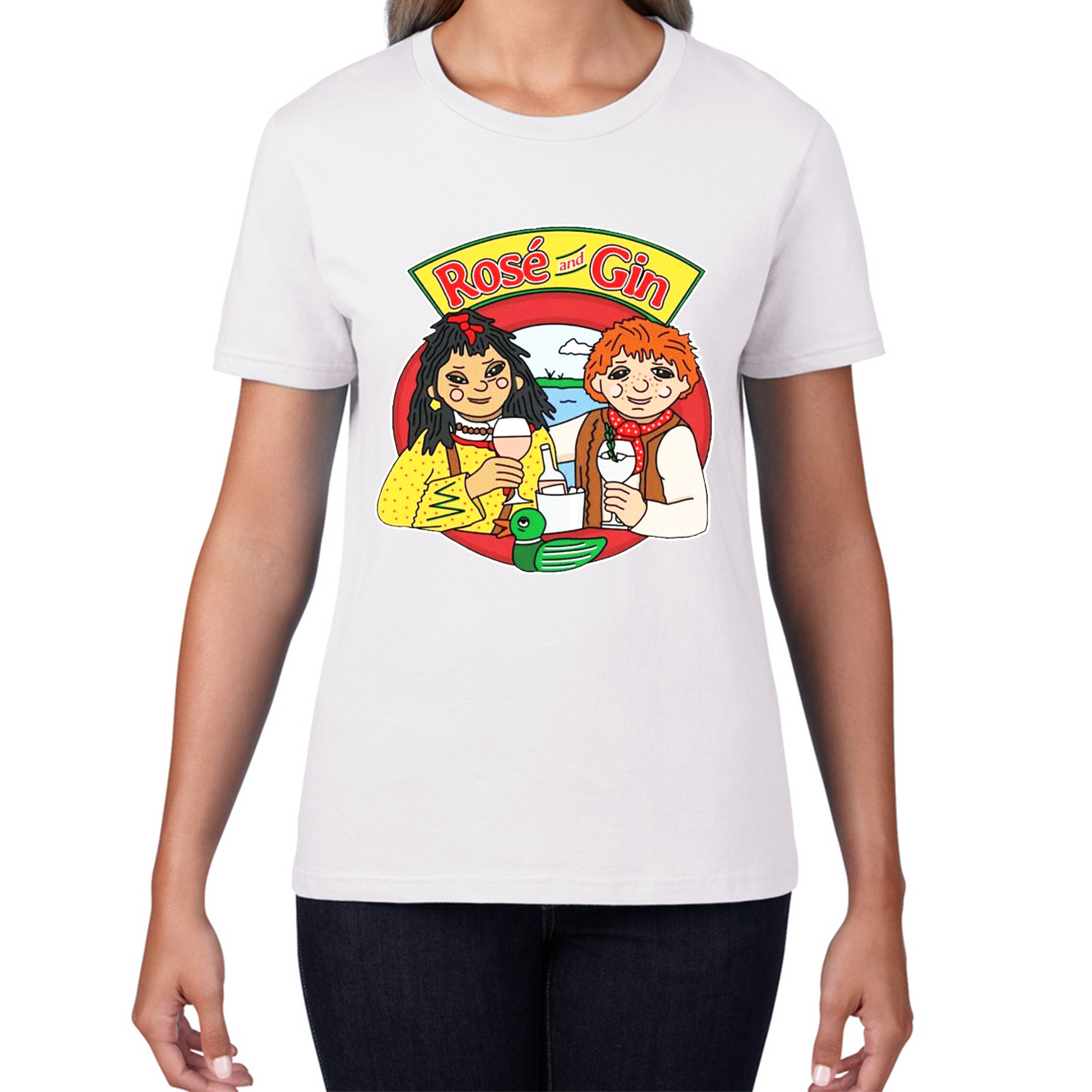 Rosé and Gin Funny 90's TV Show Rosie and Jim Boat Wine T Shirt