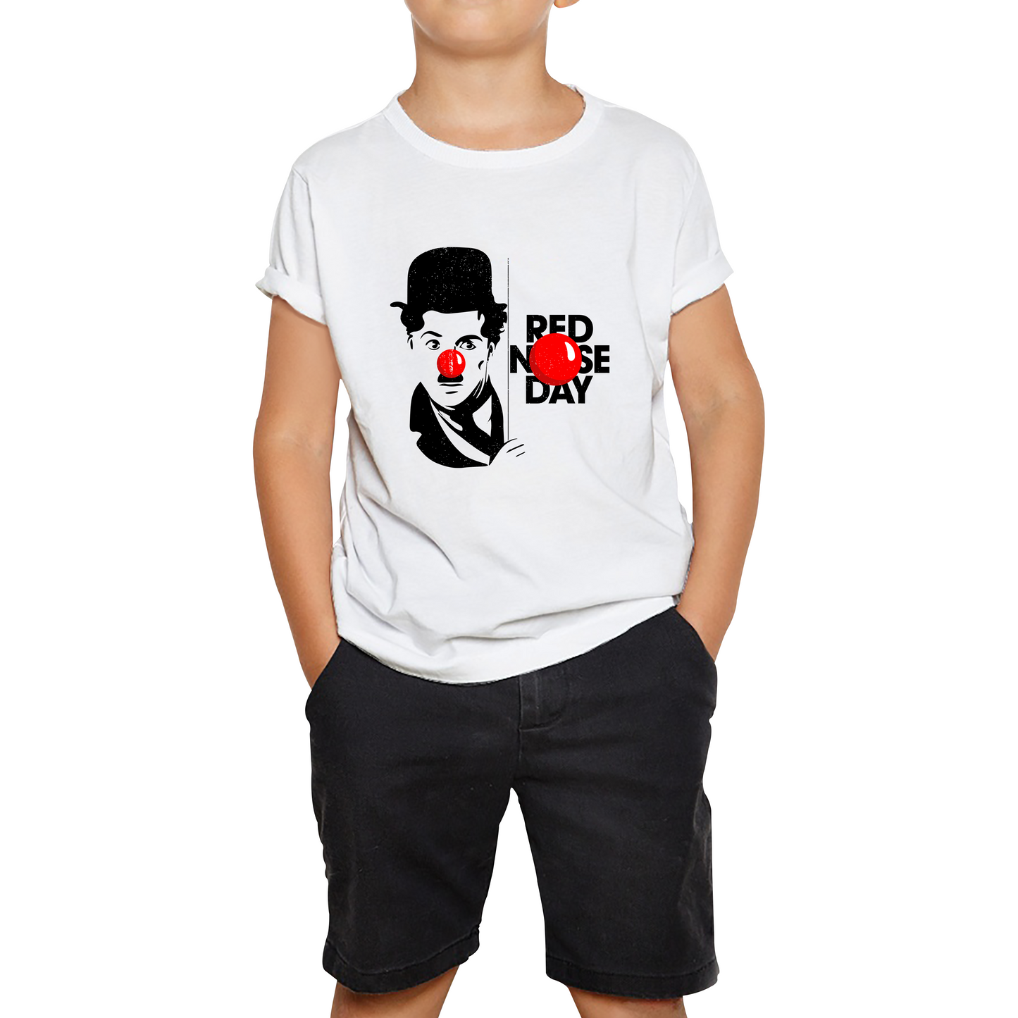 Charlie Chaplin Red Nose Day T Shirt