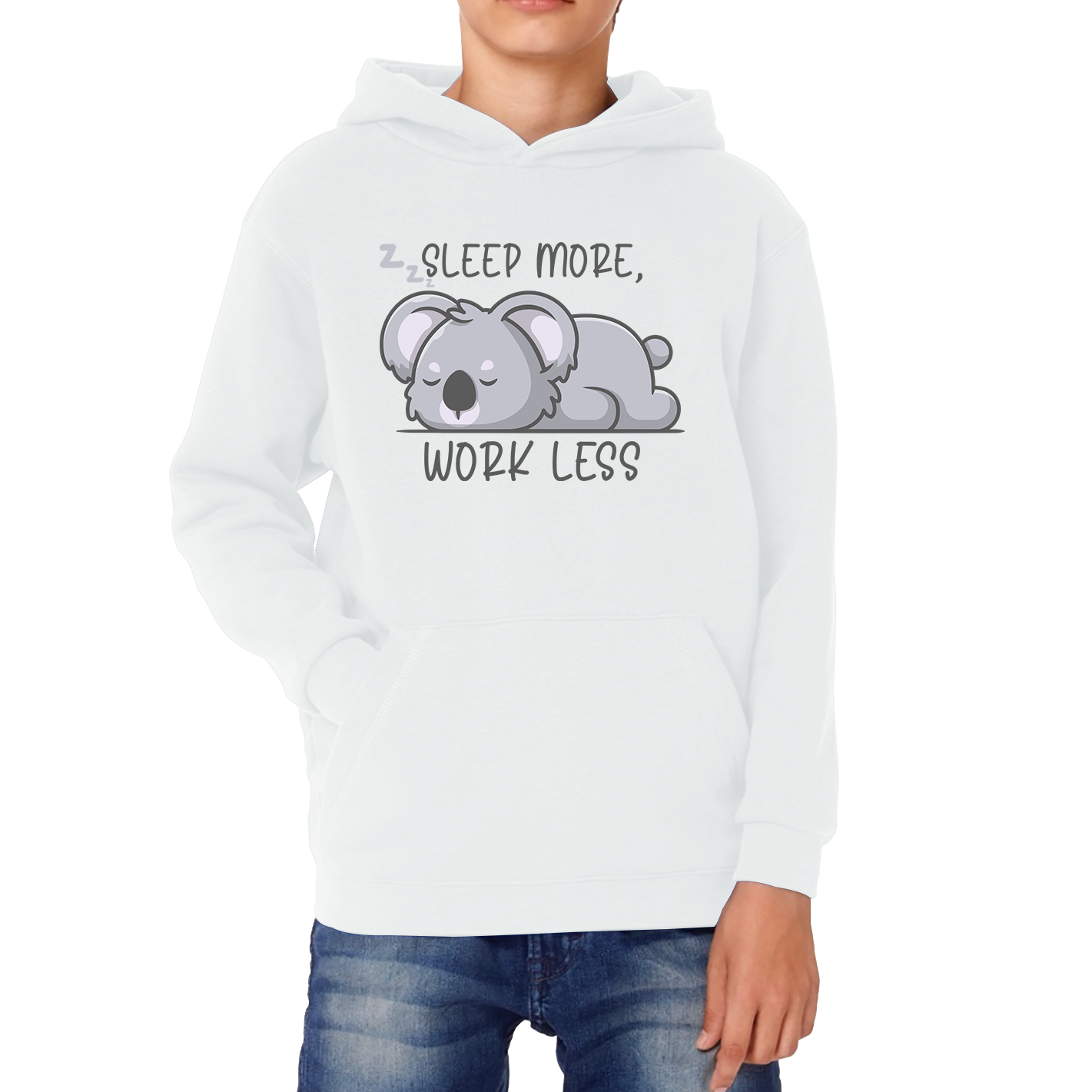 Sleep More Work Less Funny Lazy Koala, Koala-Life Funny Koala Gift Kids Hoodie