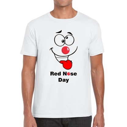 Naughty Emoji Face Red Nose Day T Shirt. 