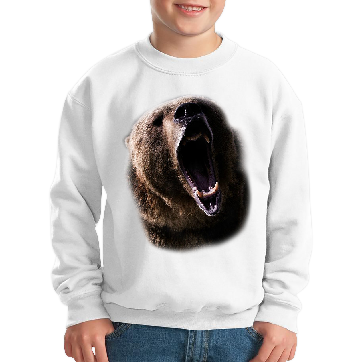 Grizzly Bear Roaring Face Sweatshirt