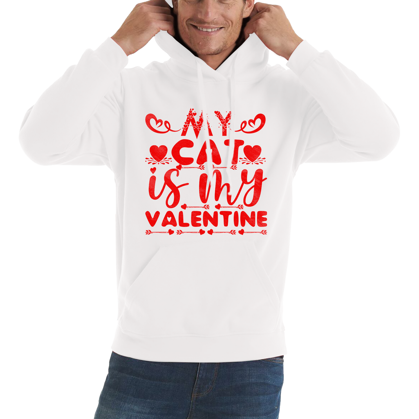 My Cat Is My Valentine Cat Lover Funny Valentine's Day Animal Lovers Unisex Hoodie