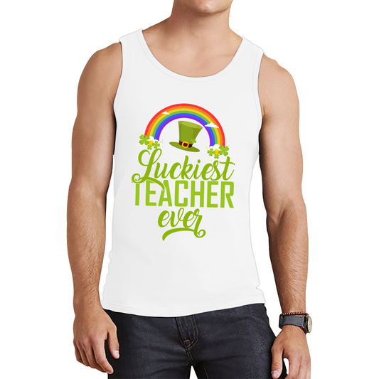 Luckiest Teacher Ever St. Patrick Day Irish Teacher Shamrock Festive St. Paddys Teacher Tank Top