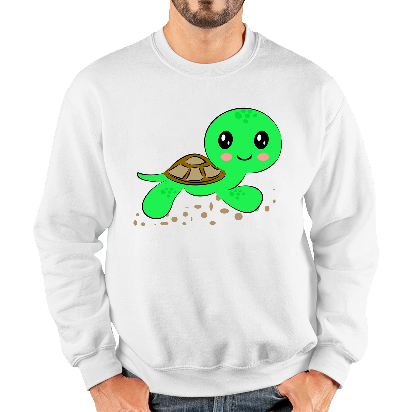 Swimming Cartoon Turtle, Funny Cute Little Sea Turtle Unisex Sweatshirt