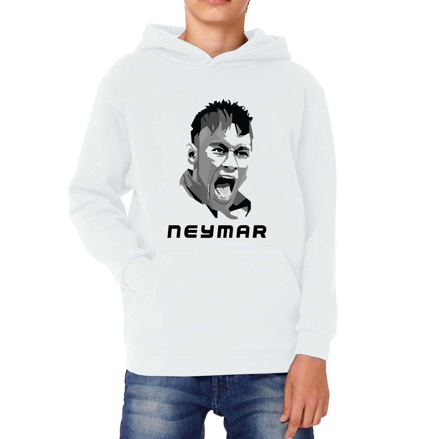 Football Player Retro Style Portrait Brazil Soccer Player Brazilian Professional Footballer Sports Champion Kids Hoodie