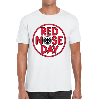 Marvel Shield Red Nose Day T Shirt.