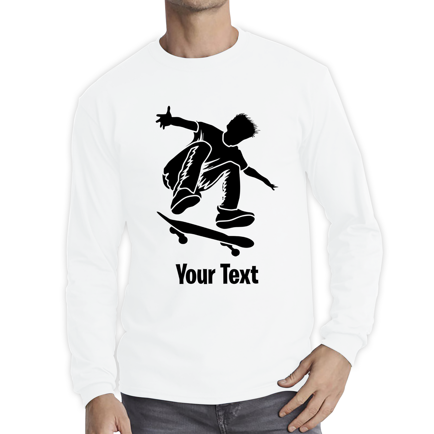 Personalised Skateboard Your Name Skater Funny Skateboarding Sport Long Sleeve T Shirt