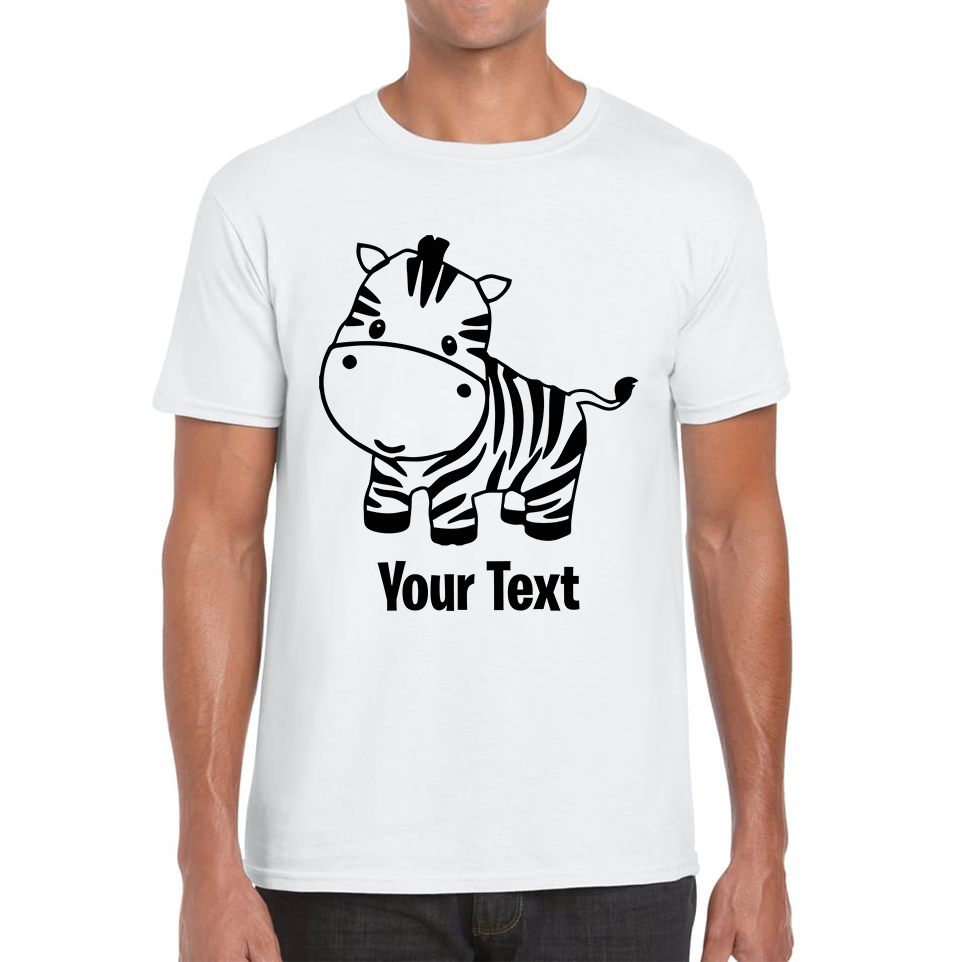 Personalised Cute Little Zebra Your Name Safari Animal Zoo Jungle Mens Tee Top