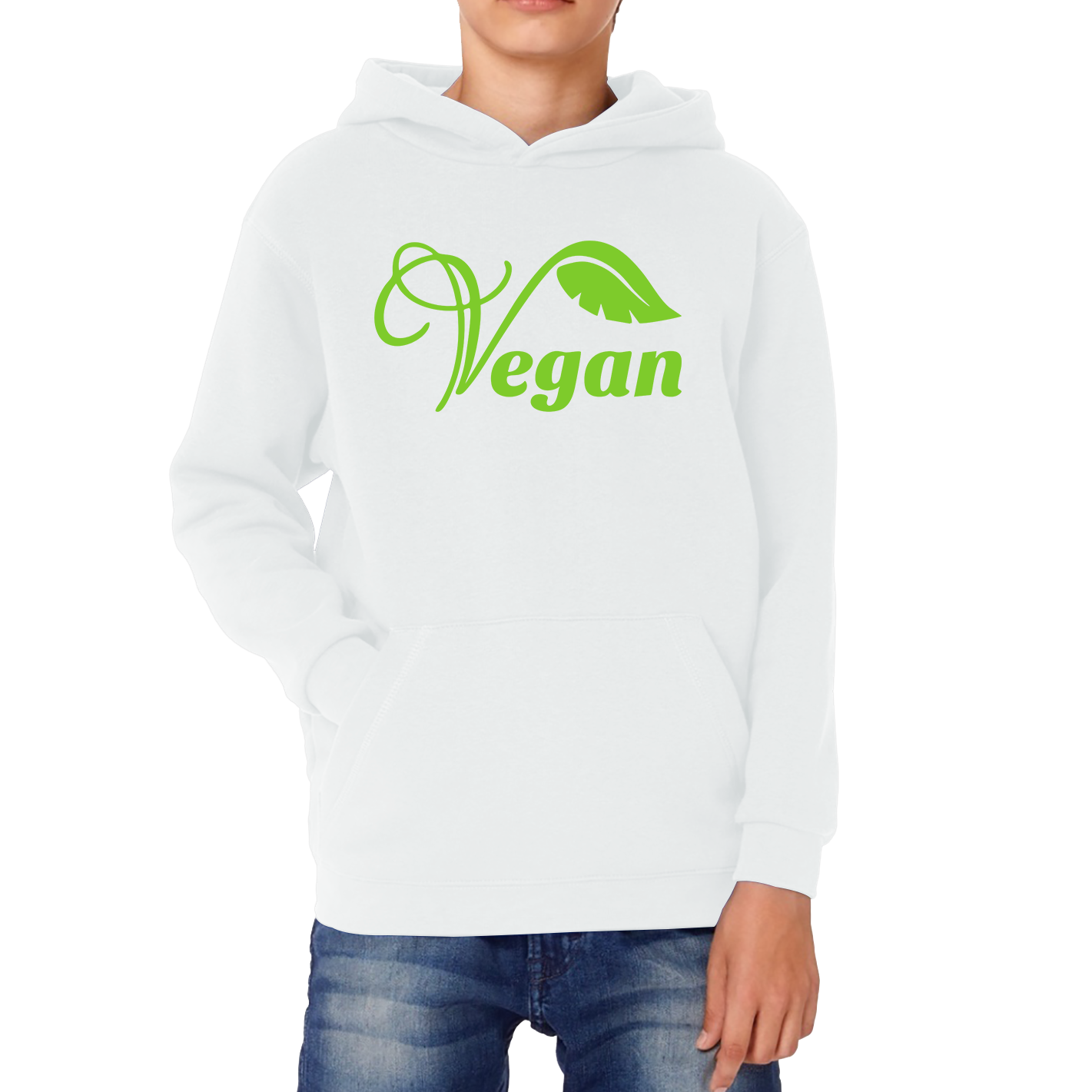 Vegan Logo Green V Leaf Hoodie