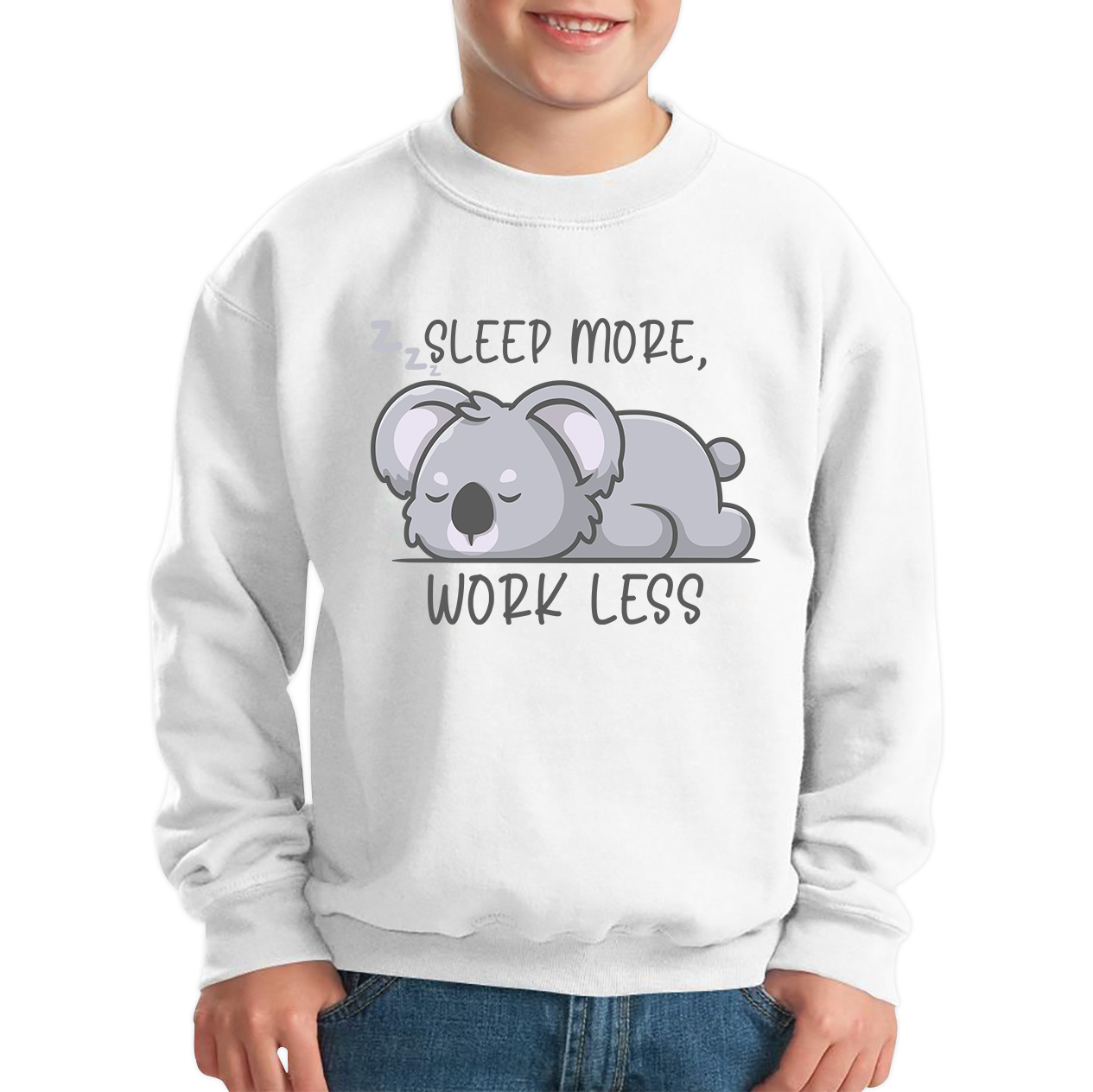 Sleep More Work Less Funny Lazy Koala, Koala-Life Funny Koala Gift Kids Jumper