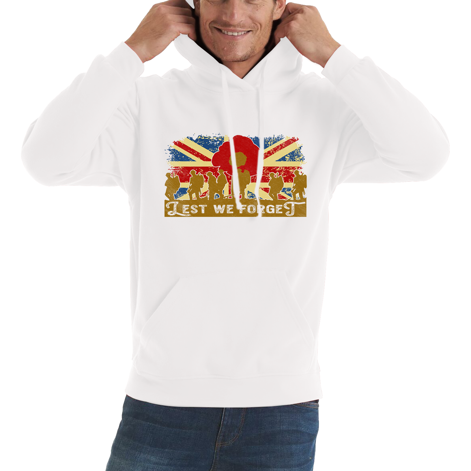 Lest We Forget Poppy Flower Anzac Day British Armed Forces Hoodie