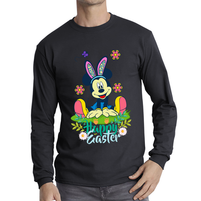 Happy Easter Mickey Mouse Bunny Easter Bunny Happy Easter Day Disney Land  Long Sleeve T Shirt