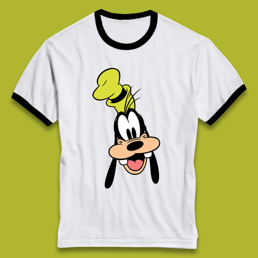 Disney Goofy Head Face Smiling Animated Cartoon Character Disney G.G. "Goofy" Goof Disney Vacation Disney World Trip Ringer T Shirt