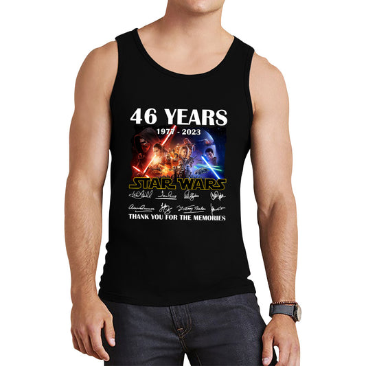 Disney Star Wars Day 46th Anniversary 1977-2023 The Force Awakens Characters Signatures Thank You For The Memories Tank Top