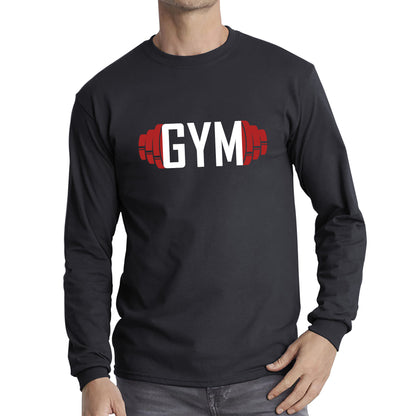 Gym Dumbell Gym Workout Fitness Bodybuilding Weight Lifting Training Long Sleeve T Shirt