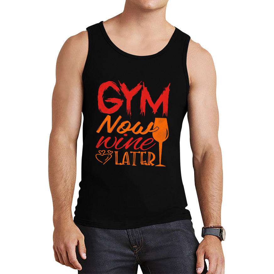 Gym Now Wine Latter Funny Gym Fitness Workout Sarcastic Wine Quotes Wine Lovers Tank Top