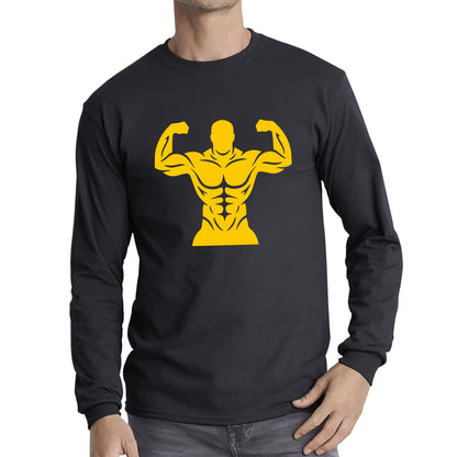 Muscle Bodybuilding Six Pack Abs Gym Fitness Workout Bodybuilding Abdominis Muscle Body Flexing Long Sleeve T Shirt