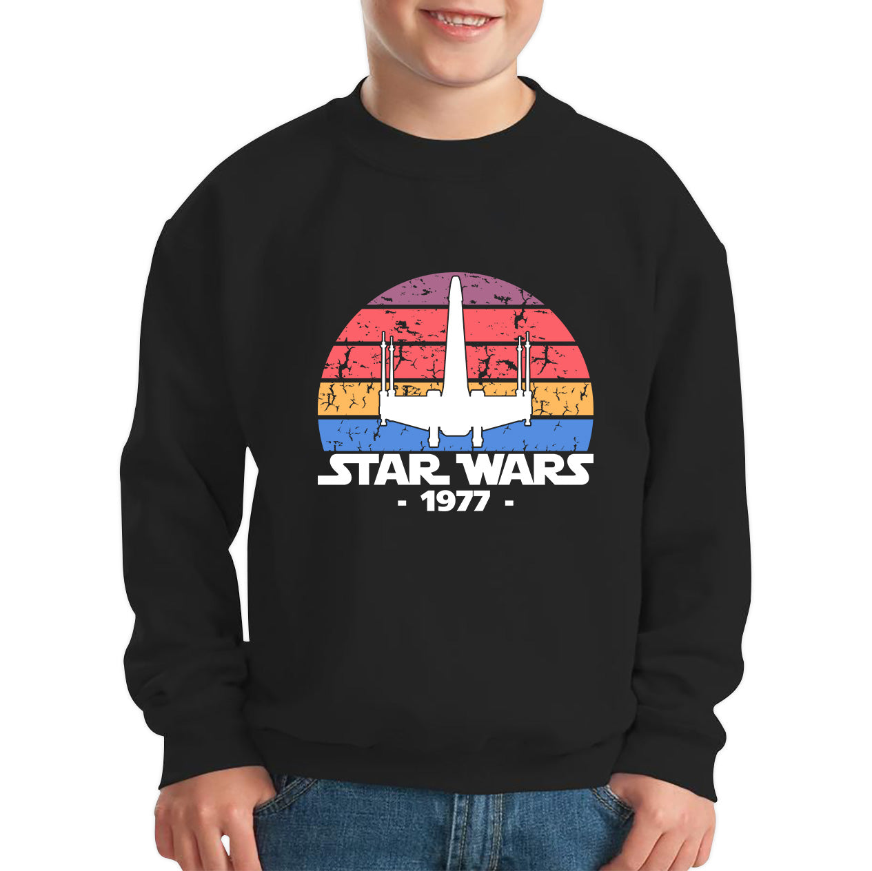 Star Wars X-Wing Fighter 1977 Vintage Retro Series Of Space Flight Simulator Video Games Disney Star Wars 46th Anniversary Kids Jumper