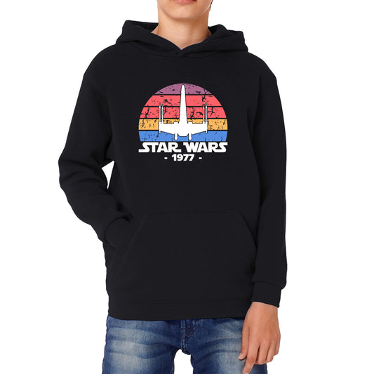 Star Wars X-Wing Fighter 1977 Vintage Retro Series Of Space Flight Simulator Video Games Disney Star Wars 46th Anniversary Kids Hoodie