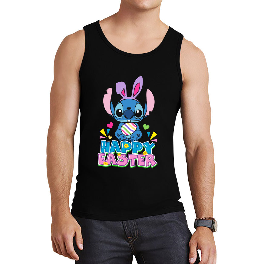 Happy Easter Stitch Bunny Holding Easter Eggs Cute Cartoon Lilo & Stitch Easter Bunny Spoof Egg Hunt Tank Top